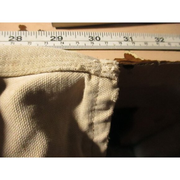 Vintage Overalls 42x32 Carhartt Double Knee 1990's Bibs Work Jeans Tan Distress - Picture 10 of 10